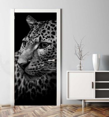 Türtapete Leopard grau