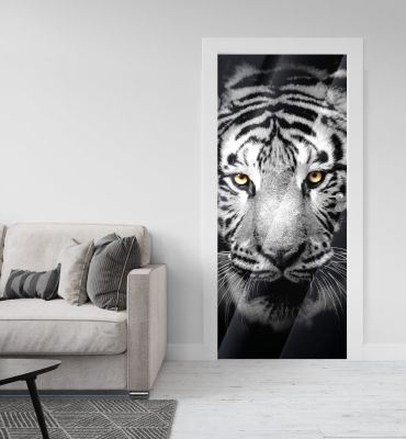 Türtapete Silberfolie Tiger Hauptbild mit Beispiel