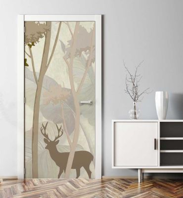 Türtapete Boho Stil Hirsche im Wald Hauptbild mit Beispiel
