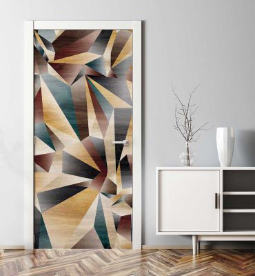 Türtapete Abstrakte Formen in Holz Farben Hauptbild mit Beispiel