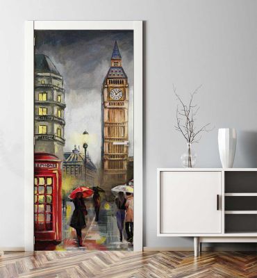 Türtapete Londoner Innenstadt gemalt Hauptbild mit Beispiel