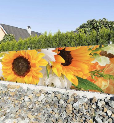 Zaunbanner Farbenfroher Blumenstrauß mit Sonnenblumen Hauptbild mit Beispiel