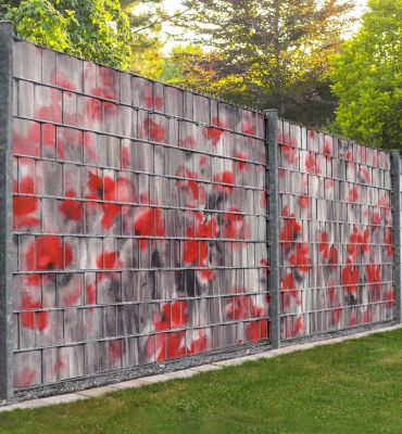 Zaunsichtschutz Graffiti gesprühtes Blumenfeld Hauptbild mit Beispiel